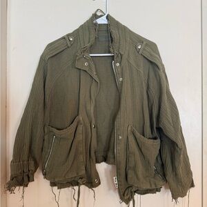 Blank NYC Olive Utility Jacket with Distressed Hem